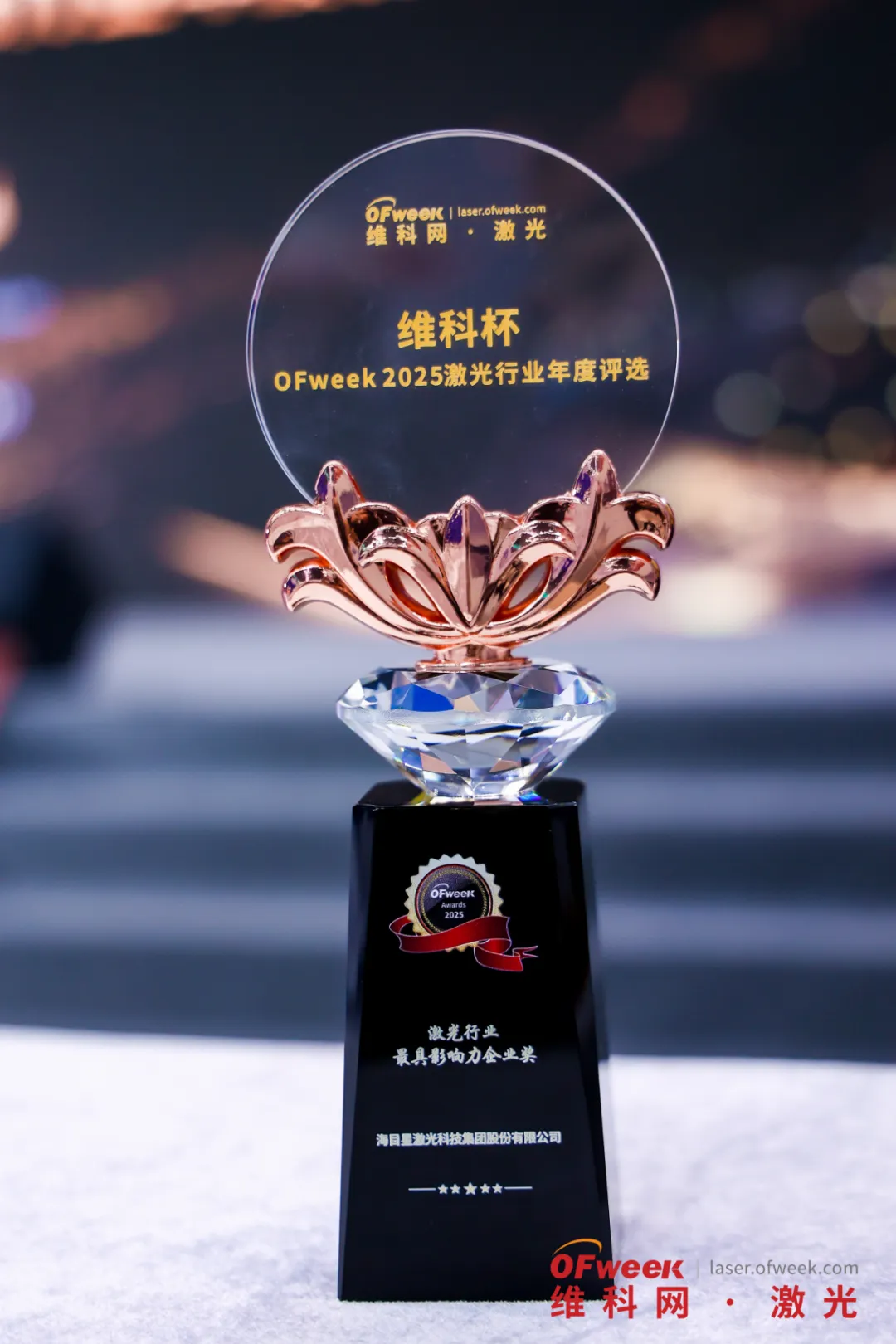 9170金沙登录入口在维科杯评选中获得的另一项大奖——“激光行业最具影响力企业奖”